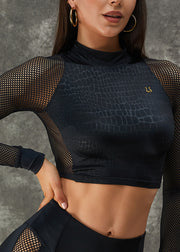 Fine Black High Waist Hollow Out Sports Bra And Leggings Set Suit Athletic Leggings