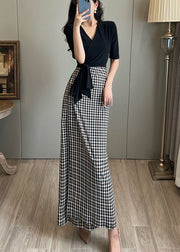 Fine Black Patchwork Plaid Cotton Vacation Dresses Summer
