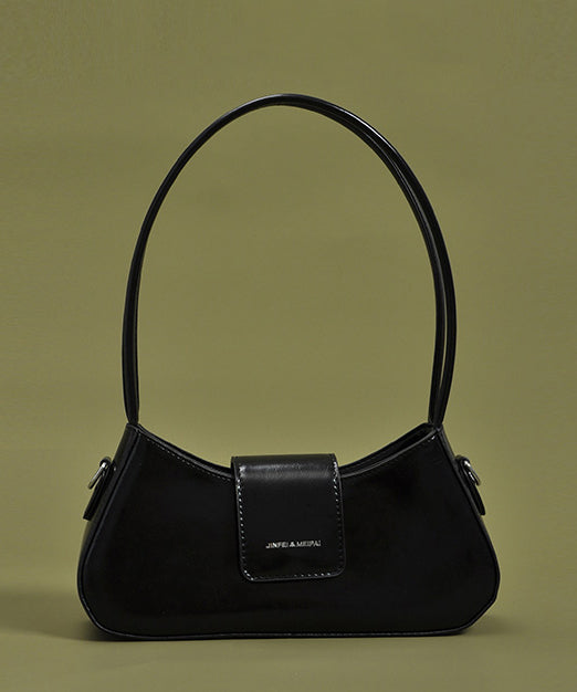 Fine Black Solid Durable Faux Leather Hobo Bag