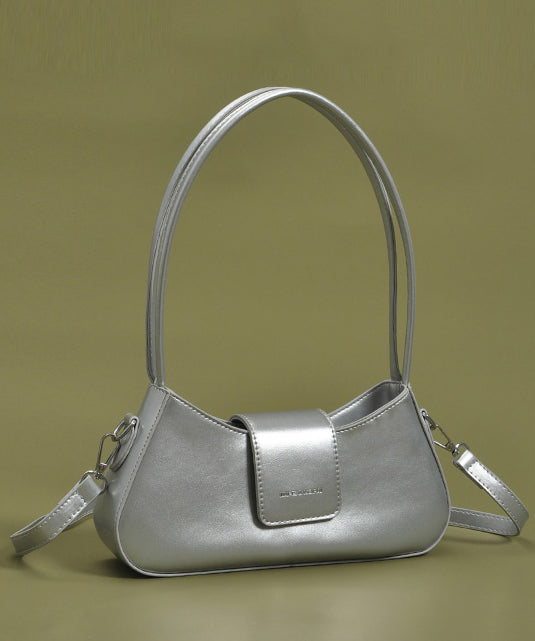 Fine Black Solid Durable Faux Leather Hobo Bag