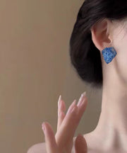 Fine Blue Alloy Asymmetrical Crystal Stud Earrings