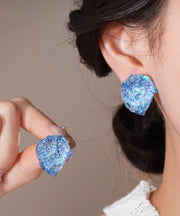 Fine Blue Alloy Asymmetrical Crystal Stud Earrings