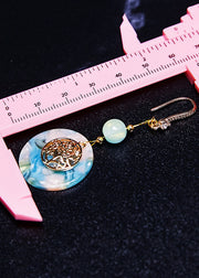 Fine Blue Circular Jade National Style Drop Earrings
