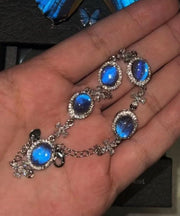 Fine Blue Copper Alloy Zircon Gem Stone Charm Bracelet