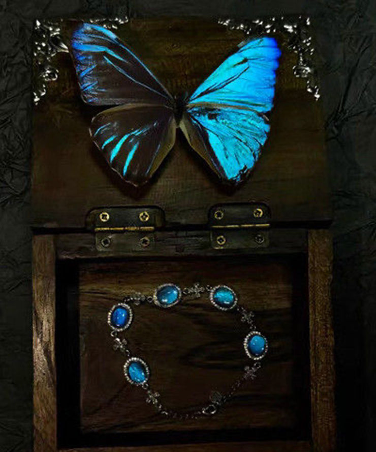 Fine Blue Copper Alloy Zircon Gem Stone Charm Bracelet