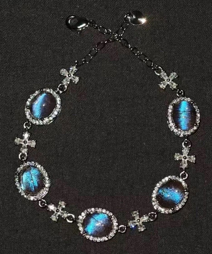 Fine Blue Copper Alloy Zircon Gem Stone Charm Bracelet