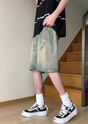 Fine Blue Digit Pockets High Waist Denim Men Shorts Summer