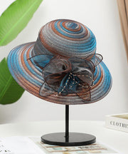 Fine Blue Floral Organza Floppy Sun Hat