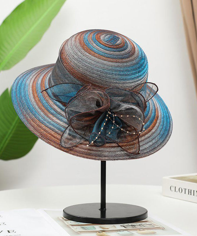 Fine Blue Floral Organza Floppy Sun Hat