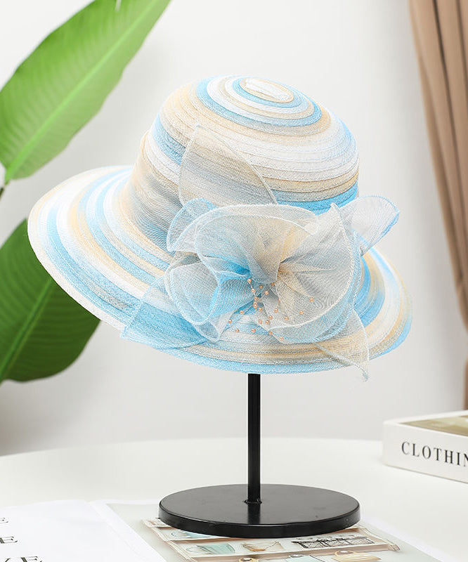 Fine Blue Floral Organza Floppy Sun Hat