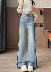Fine Blue High Waist Patchwork Denim Straight Pants Fall