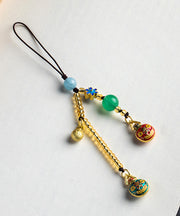 Fine Brown Ancient Gold Jade Enamel Colored Glaze Phone Chains