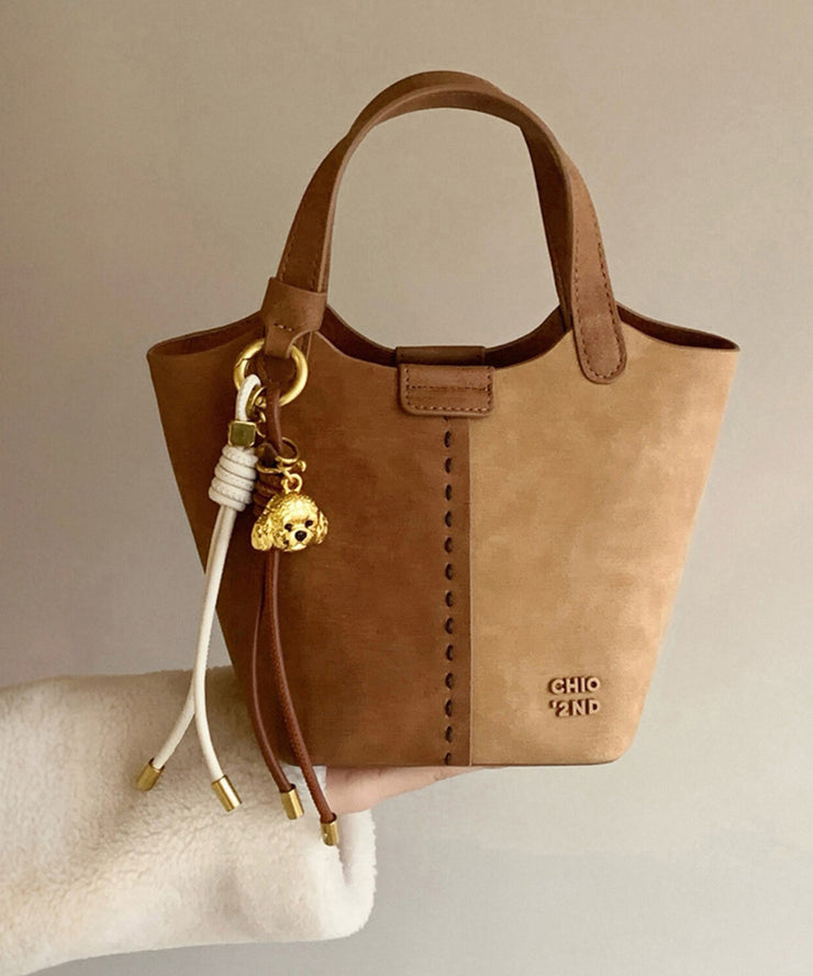 Fine Brown Patchwork Faux Leather Tote Handbag