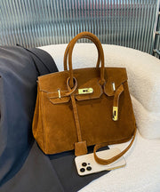 Fine Brown Suede Women Large Capacity Tote Handbag