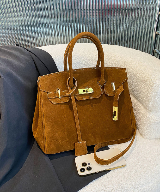 Fine Brown Suede Women Large Capacity Tote Handbag