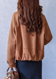 Fine Caramel Fox Collar Pockets Patchwork Fine Cotton Filled Parka Winter