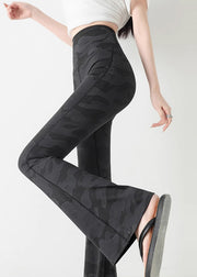 Fine Charcoal Grey Camouflage Print Butt Scrunch Flare Yoga Pants