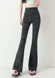 Fine Charcoal Grey Camouflage Print Butt Scrunch Flare Yoga Pants