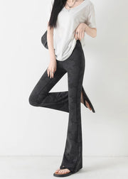 Fine Charcoal Grey Camouflage Print Butt Scrunch Flare Yoga Pants
