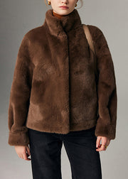Fine Coffee Pockets Warm Mink Velvet Coat Fall