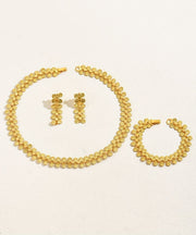 Fine Gold Alloy Lariat Necklace, Bracelet And Drop Earrings Three-Piece Set