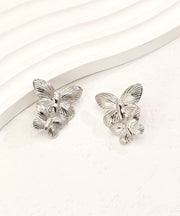 Fine Gold Copper Alloy Butterfly Stud Earrings