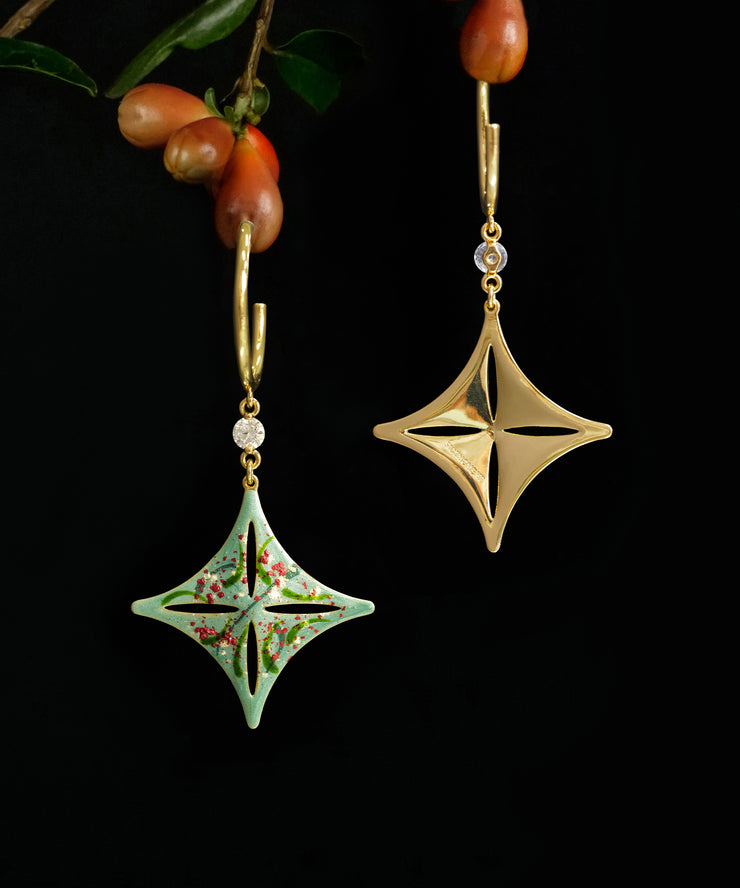 Fine Gold Copper Overgild Diamond Drop Earrings