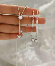 Fine Gold Copper Overgild Drawing Drop Earrings And Pendant Necklace Two-Piece Set