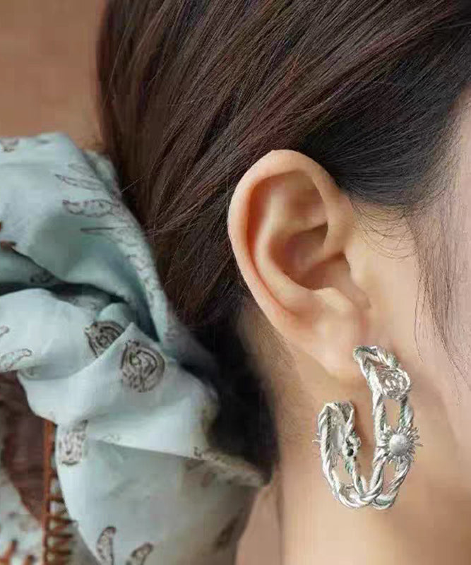 Fine Gold Copper Overgild Hollow Out Hoop Earrings