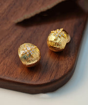 Fine Gold Copper Overgild Zircon Hexagram Stud Earrings