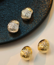 Fine Gold Copper Overgild Zircon Hexagram Stud Earrings