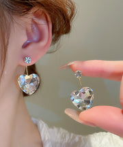 Fine Gold Copper Overgild Zircon Love Drop Earrings