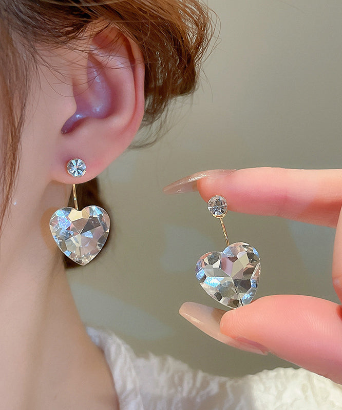 Fine Gold Copper Overgild Zircon Love Drop Earrings