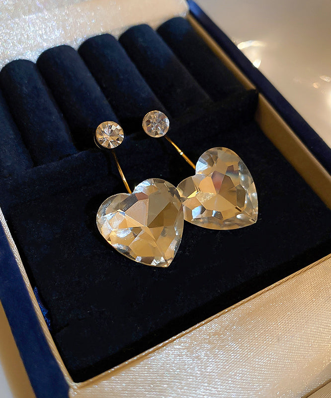 Fine Gold Copper Overgild Zircon Love Drop Earrings