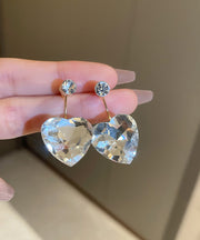 Fine Gold Copper Overgild Zircon Love Drop Earrings