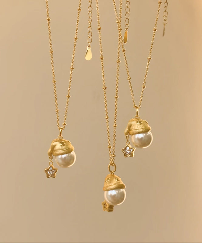 Fine Gold Copper Overgild Zircon Pearl Star Santa&