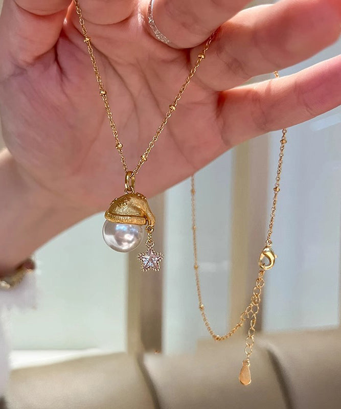 Fine Gold Copper Overgild Zircon Pearl Star Santa&