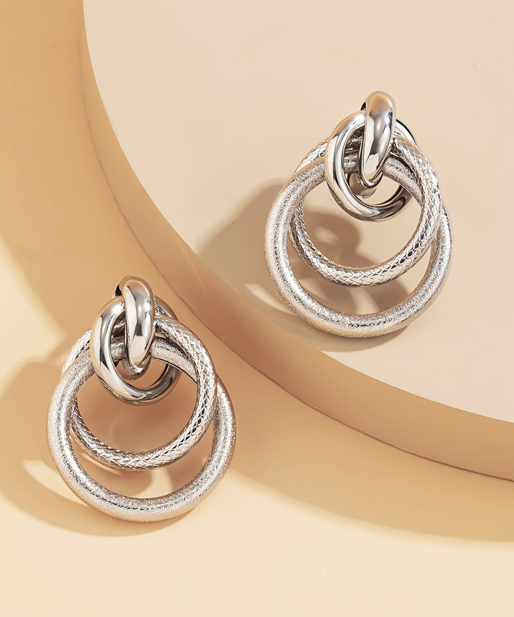 Fine Gold Metal Alloy Hollow Out Hoop Earrings