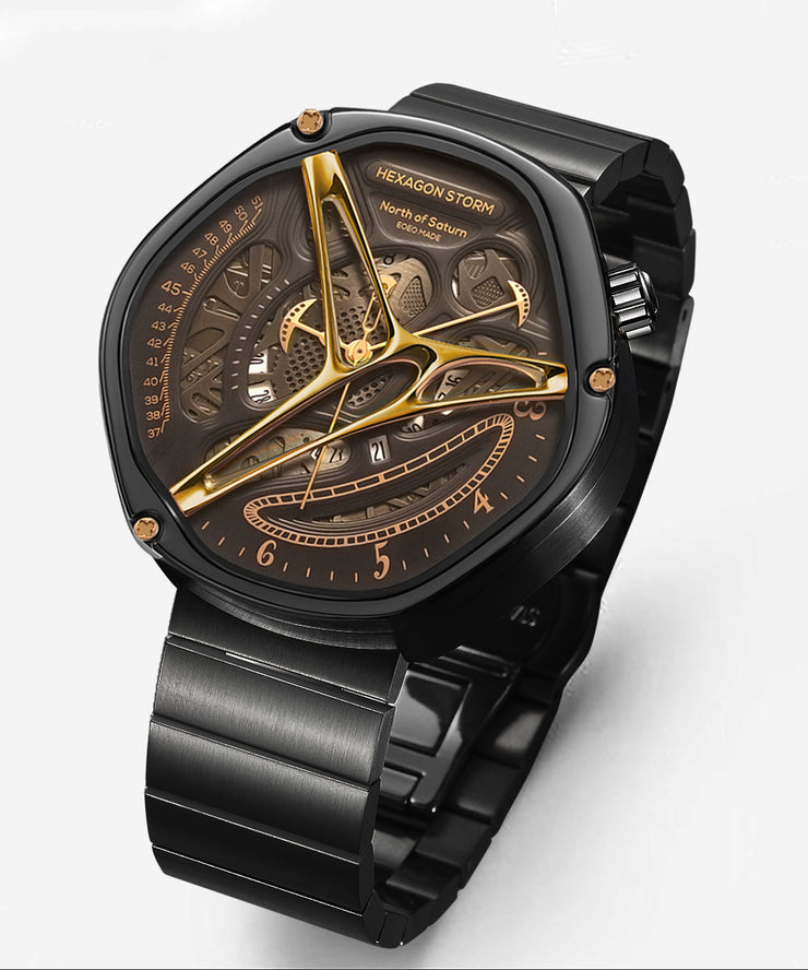 Fine Gold Stainless Steel Hollow Out Hexagonal Watches