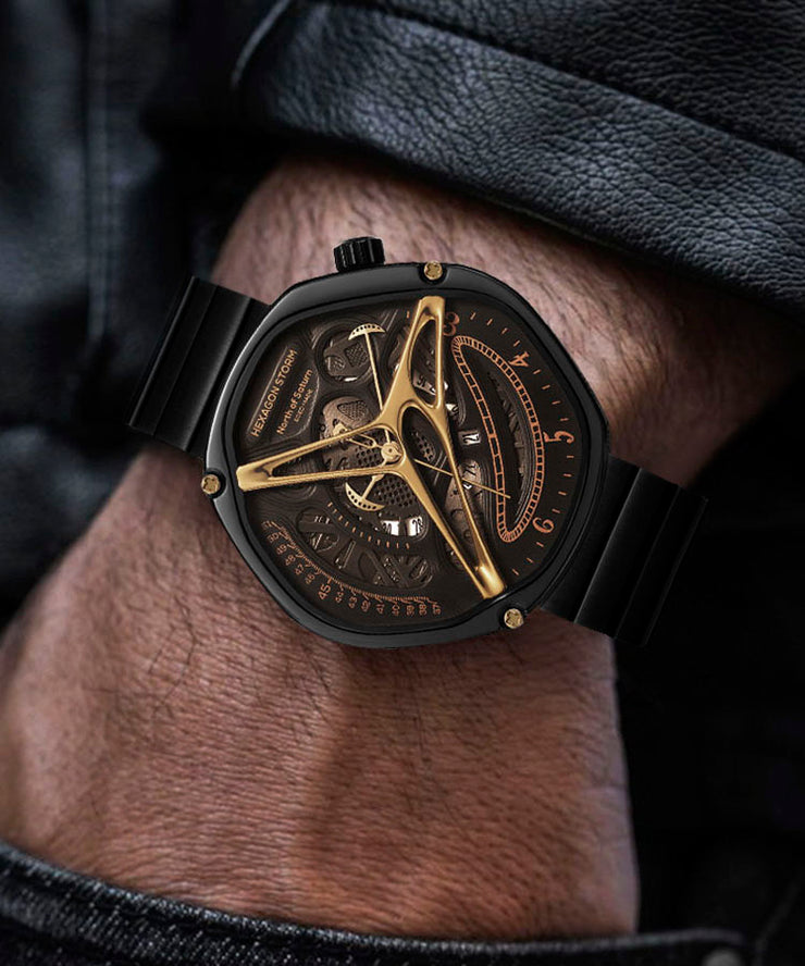 Fine Gold Stainless Steel Hollow Out Hexagonal Watches