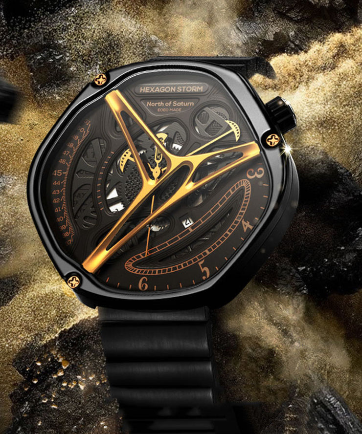 Fine Gold Stainless Steel Hollow Out Hexagonal Watches