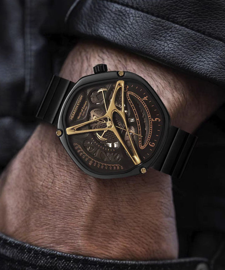Fine Gold Stainless Steel Hollow Out Hexagonal Watches
