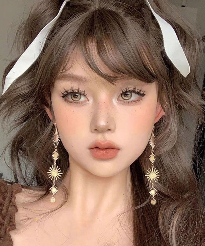Fine Gold Stergild Silver Alloy Sunflower Tassel Drop Earrings