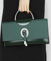 Fine Green Solid Durable Calf Leather Envelope Bag
