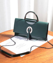 Fine Green Solid Durable Calf Leather Envelope Bag