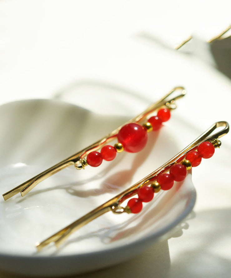 Fine Green Sterling Silver Alloy Chalcedony Hairpin