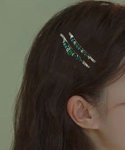 Fine Green Sterling Silver Alloy Chalcedony Hairpin