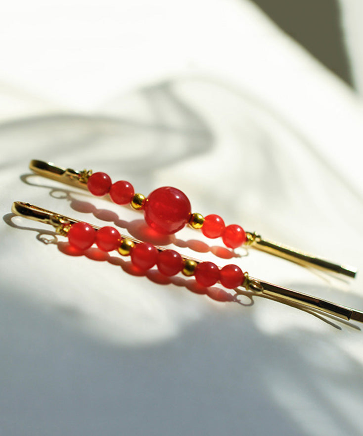 Fine Green Sterling Silver Alloy Chalcedony Hairpin