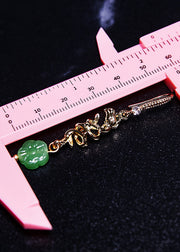 Fine Green Sunflower Jade Gilding Drop Earrings