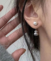 Fine Grey Sterling Silver Pearl Stud Earrings